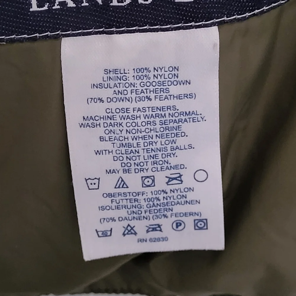 Lands'‎ End Kids Boys Unisex Snap Button Puffer Sleeveless Vest Green Large 6x-7